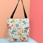 Tote Bag Nouvelle Typographie Bébé Avec De Bons Animaux En<br><div class="desc">Nouvelle typographie de bébé et mignonne dessin animé animaux en bois sans couture motif avec changeable arrière - plan blanc.</div>