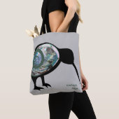 TOTE BAG NOUVELLE-ZÉLANDE KIWI OISEAU PAUA NOIR VERT FERN K (De près)
