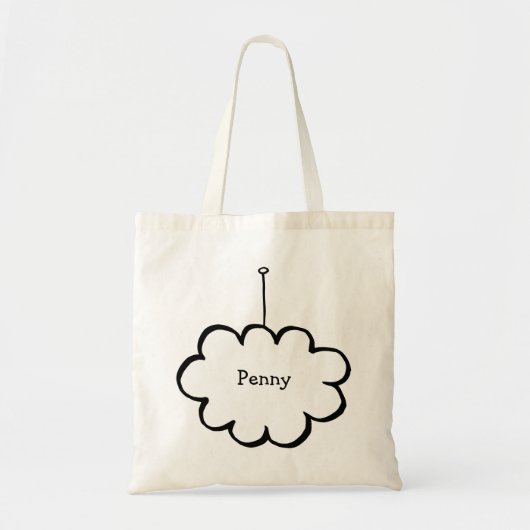 Tote Bag Nuage avec monogramme sur un fil (Devant)