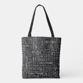 Tote Bag Nuage de mot de motif de MUSIQUE (Dos)