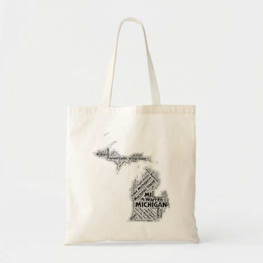 Tote Bag Nuage de mot d'État du Michigan (Devant)