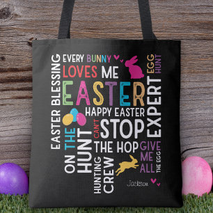 Tote Bag Nuage de mots de chasse aux œufs de Pâques avec no
