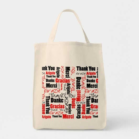 Tote Bag Nuage de mots Merci Rouge Noir (Devant)