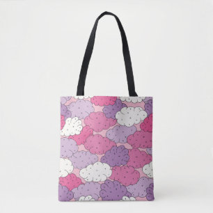 Tote Bag Nuages de caricatures, répétition vintage amusante