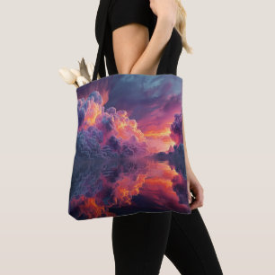 Tote Bag Nuages de coucher de soleil surréalistes réfléchis