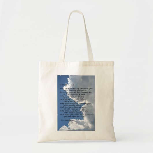 Tote Bag Nuages en ciel avec le poème "cadeaux d'un jour " (Devant)