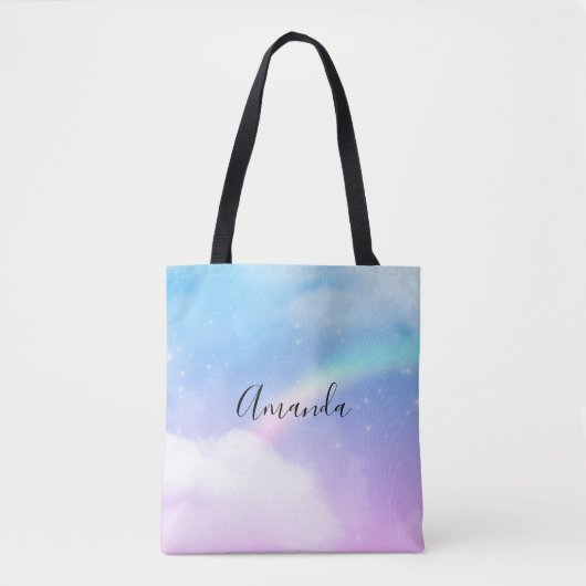 Tote Bag Nuages pastel magiques et arc-en-ciel (Devant)