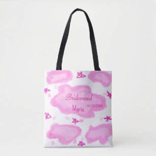 Tote Bag nuages roses étoiles pastel demoiselle d'honneur g