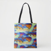 Tote Bag Nuages usés sur orange, texture percée ou offset (Devant)