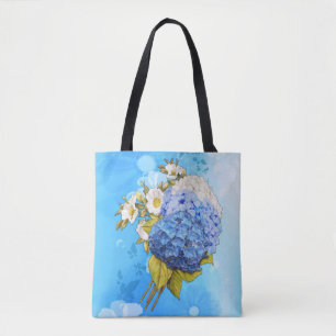 Tote Bag Nuances d'aquarelle bleue Hydrangeas