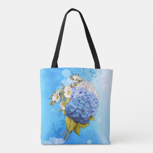 Tote Bag Nuances d'aquarelle bleue Hydrangeas (Dos)