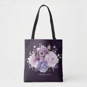 Tote Bag Nuances de pourpre Dusty Blooms Bridesmaid (Devant)