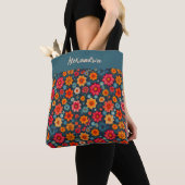 Tote Bag Nuances de Saffran et de Bleu (De près)