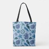 Tote Bag Nuances nautiques de motif bleu (Dos)
