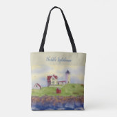 Tote Bag Nubble Lighthouse Maine, Cape Neddick, York Maine (Dos)