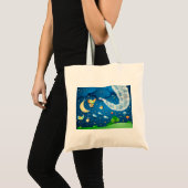 Tote Bag Nuit avec musique et oiseaux (Devant (produit))