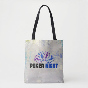 Tote Bag Nuit de poker avec cartes à jouer sur Grunge Textu