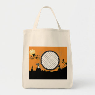 Tote Bag Nuit d'Halloween à Orange Glow Ajouter votre photo