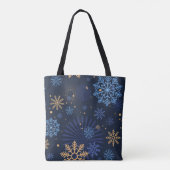 Tote Bag Nuit d'hiver : Blue Snowflake Motif. (Dos)