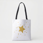Tote Bag Nuit étoilée blanche et dorée (Devant)