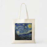 Tote Bag "Nuit étoilée" par Van Gogh<br><div class="desc">Ce design présente une reproduction en très haute résolution non altérée et non modifiée du célèbre tableau "Starry Night" de Van Gogh.</div>