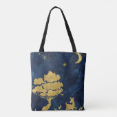 Tote Bag Nuit étoilée - silhouette dorée (Dos)