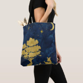 Tote Bag Nuit étoilée - silhouette dorée (De près)