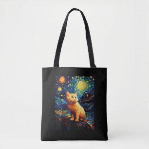 Tote Bag Nuit étoilée surréaliste Munchkin Cat