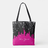 Tote Bag Nuit rose et noir étoile - New York Skyline (Dos)