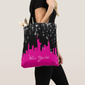 Tote Bag Nuit rose et noir étoile - New York Skyline (De près)