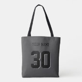 Tote Bag Numéro et nom personnalisés en noir simple (Dos)