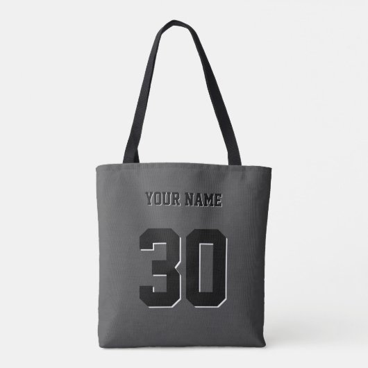 Tote Bag Numéro et nom personnalisés en noir simple (Dos)