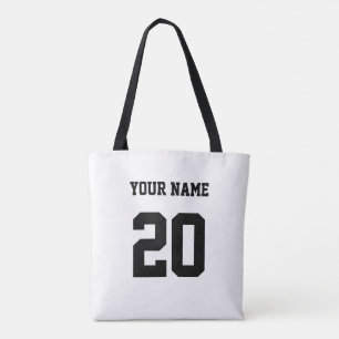 Tote Bag Numéro et nom personnalisés noir et blanc