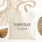 Tote Bag Numéro romain Date & Ville Mariage Bienvenue