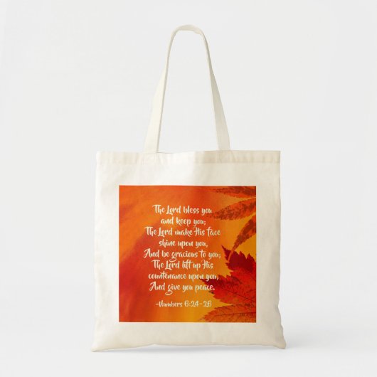 Tote Bag Numéros 6:24-26 Le Seigneur Vous Bénisse, Feuilles (Devant)