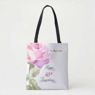 Tote Bag Nun 65e Anniversaire Nom personnalisé Rose rose