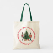 Tote Bag Nutcrackers et un arbre de Noël Texte personnalisé (Dos)