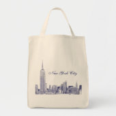 Tote Bag NYC Skyline Etched 01 Blue (Devant)