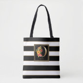 Tote Bag O Monogramme Floral Or | Blancs noirs (Devant)