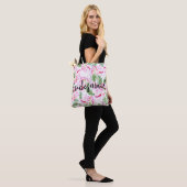 Tote Bag Oasis Botanique Tropical Rose et Vert Demoiselle d (Sur le modèle)
