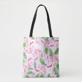 Tote Bag Oasis botanique tropicale rose vert Feuille Floral (Devant)