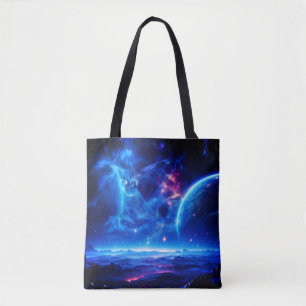 Tote Bag Oasis galactique : Nebula bleue Paysage stellaire