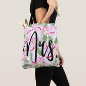 Tote Bag Oasis Tropical Botanique Rose Vert BRIDE / MME. (De près)