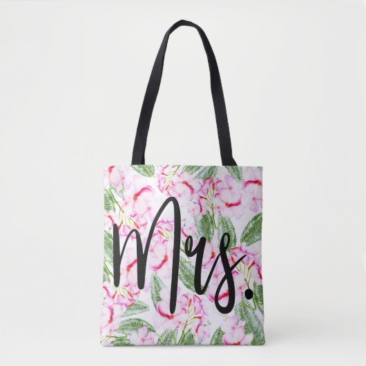 Tote Bag Oasis Tropical Botanique Vert Rose MARIÉE / MME. (Devant)