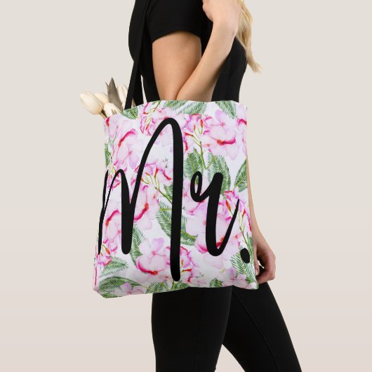 Tote Bag Oasis tropicale rose / MR. (De près)