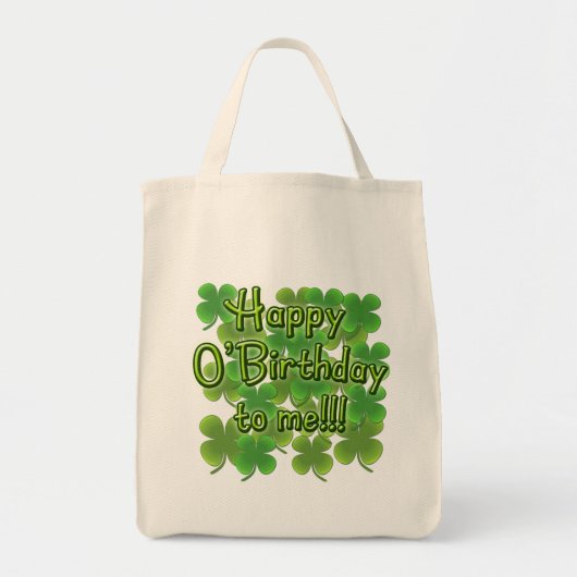 Tote Bag O'Birthday heureux à moi avec des shamrocks (Devant)