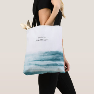 Tote Bag Océan aquarelle bleu minimaliste moderne