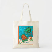 Tote Bag Ocean Aquatic Cute Turtle Custom Fourre-tout (Devant)