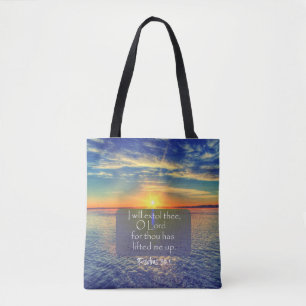 Tote Bag Océan avec Psaumes Bible Verse
