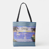 Tote Bag Ocean Beach Paysage et Yacht (Dos)